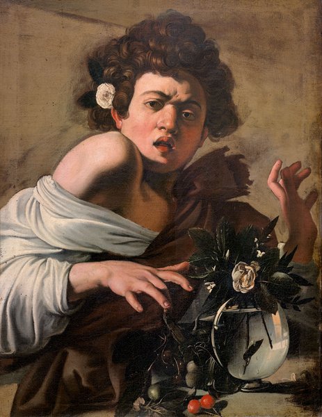 Poster: Caravaggio - Knabe, von einer Eidechse gebissen
