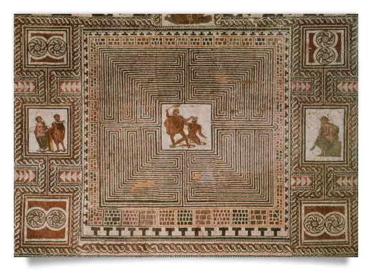 Postkarte: Theseus-Mosaik aus Salzburg
