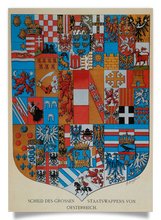 Postkarte: Schild des großen Staatswappens von Österreich 1866