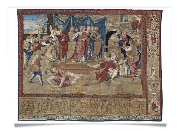 Postcard: Raphael Tapestry - The Death of Ananias