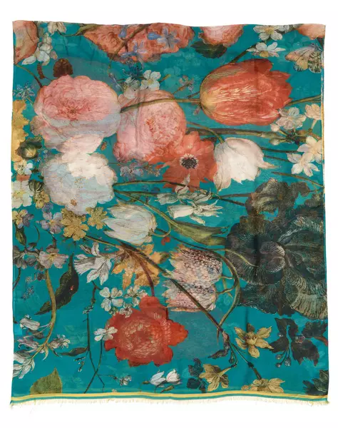 Schal: Brueghel - Blumenstrauss mit Traueriris in einer chinesischen Vase