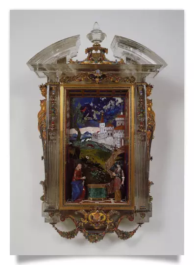 Postkarte: Hausaltärchen mit Christus und der Samariterin (Comesso)