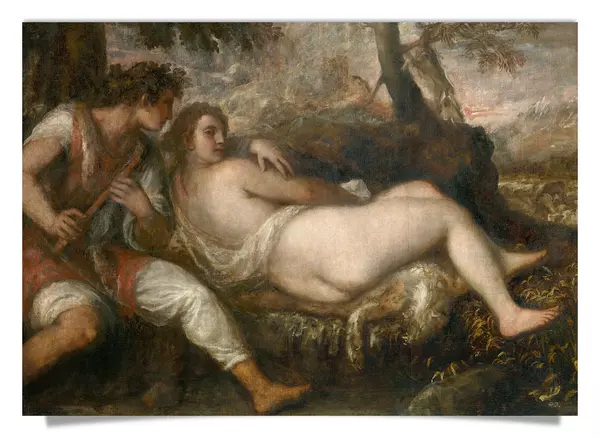 Postcard: Nymph and Shepherd