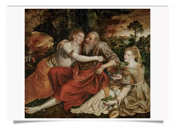 Postcard: Lot and His Daughters