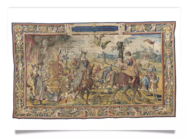 Postkarte: Tapisserie - Der Geiz